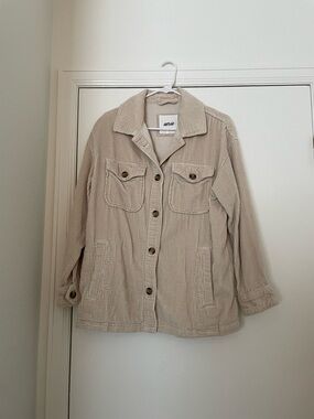 aerie Beige Corduroy Utility Shacket Jacket